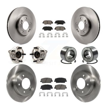 Front Rear Hub Bearing Brake Rotor Pad Kit (10Pc) For 13-15 Hyundai Veloster Turbocharged KBB-117364