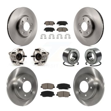 Front Rear Hub Bearing Disc Brake Rotors And Ceramic Pads Kit (10Pc) For Kia Forte Forte5 KBB-117365