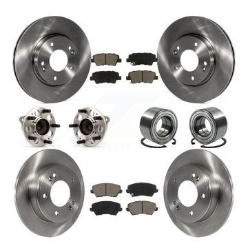 Front Rear Hub Bearing Disc Brake Rotor & Pads Kit (10Pc) For Hyundai Veloster Elantra GT KBB-117367