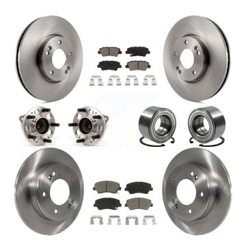 Front Rear Hub Bearing Brake Rotor & Pad Kit (10Pc) For Kia Forte With 15" Factory Wheels KBB-117368