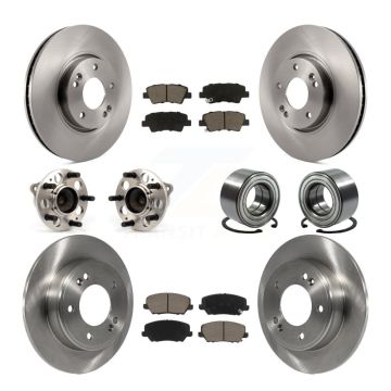 Front Rear Hub Bearing Brake Rotor Pad Kit (10Pc) For 16-17 Hyundai Veloster Turbocharged KBB-117369