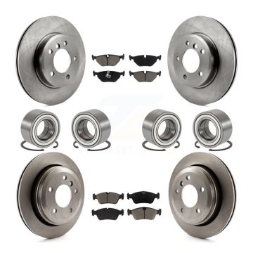 Front Rear Bearings Disc Brake Rotors And Ceramic Pads Kit (10Pc) For 2001-2005 BMW 325xi KBB-117372