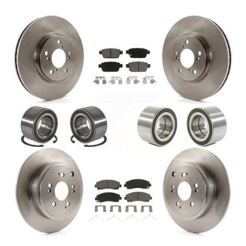 Front Rear Bearings Disc Brake Rotors And Pads Kit (10Pc) For 2006-2014 Honda Ridgeline KBB-117379