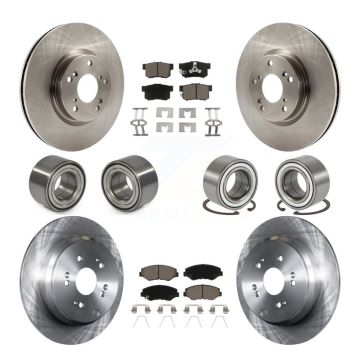 Front Rear Bearing Disc Brake Rotors And Ceramic Pads Kit (10Pc) For 2005-2006 Honda CR-V KBB-117389