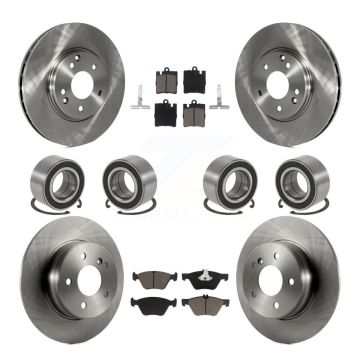 Front Rear Bearing Brake Rotor Pad Kit (10Pc) For 98-02 Mercedes-Benz E320 Sedan with AWD KBB-117400