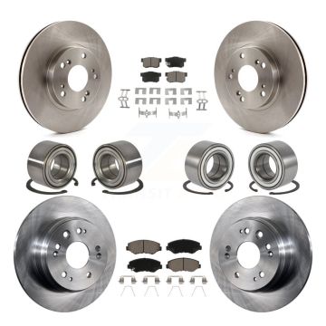 Front Rear Wheel Bearings Disc Brake Rotors And Ceramic Pads Kit (10Pc) For Honda CR-V KBB-117405