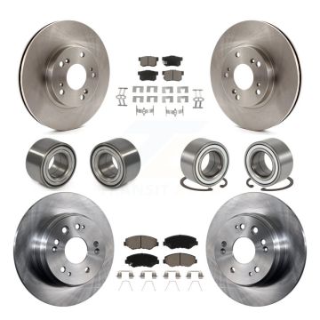 Front Rear Wheel Bearings Disc Brake Rotors And Ceramic Pads Kit (10Pc) For Honda CR-V KBB-117406
