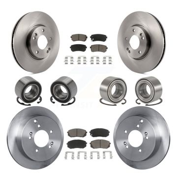 Front Rear Bearings Disc Brake Rotors And Pads Kit (10Pc) For Hyundai Tucson Kia Sportage KBB-117413