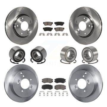 Front Rear Bearings Disc Brake Rotors And Pads Kit (10Pc) For Hyundai Tucson Kia Sportage KBB-117414