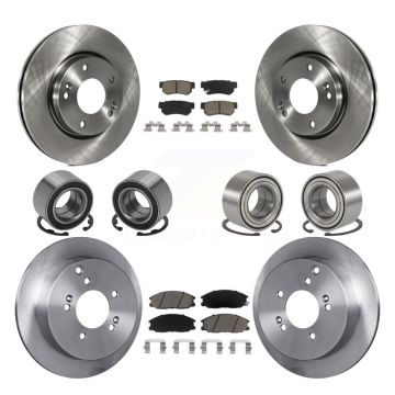 Front Rear Bearing Disc Brake Rotor And Pad Kit (10Pc) For 2001-2006 Hyundai Santa Fe 4WD KBB-117422