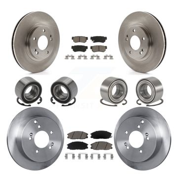 Front Rear Bearing Disc Brake Rotor And Pad Kit (10Pc) For 2001-2006 Hyundai Santa Fe 4WD KBB-117423