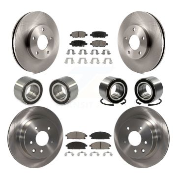 Front Rear Wheel Bearing Disc Brake Rotors And Ceramic Pads Kit (10Pc) For Nissan X-Trail KBB-117426
