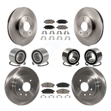 Front Rear Bearing Disc Brake Rotors And Pads Kit (10Pc) For 2005-2006 Nissan X-Trail FWD KBB-117427