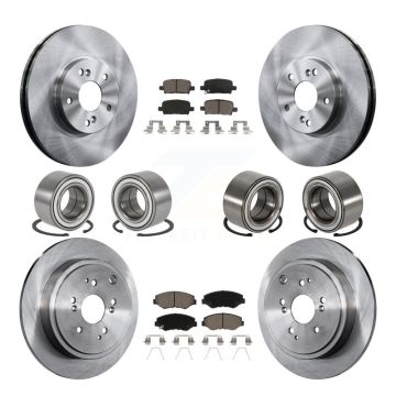 Front Rear Bearing Disc Brake Rotor And Ceramic Pads Kit (10Pc) For 2005-2008 Honda Pilot KBB-117432