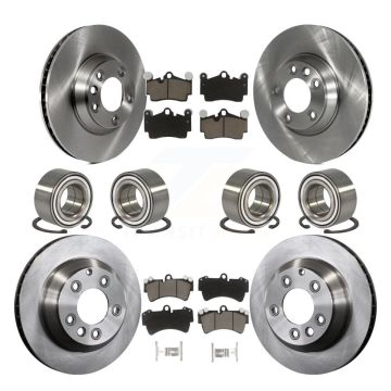 Front Rear Bearings Disc Brake Rotors And Pads Kit (10Pc) For Audi Q7 Volkswagen Touareg KBB-117440