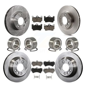 Front Rear Bearings Disc Brake Rotors And Ceramic Pads Kit (10Pc) For Volkswagen Touareg KBB-117441