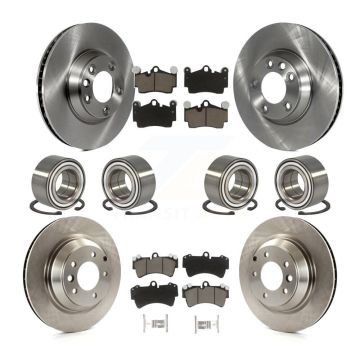 Front Rear Bearing Brake Rotor Pads Kit (10Pc) For Audi Q7 With 358mm Diameter KBB-117442