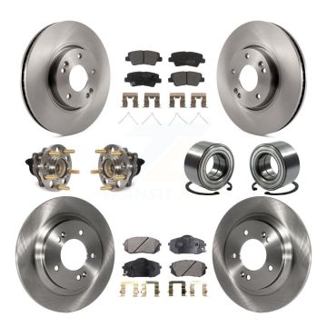 Front Rear Hub Bearing Disc Brake Rotor And Semi-Metallic Pads Kit (10Pc) For Kia Soul EV KBB-117447