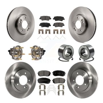 Front Rear Hub Bearings Disc Brake Rotors And Pads Kit (10Pc) For 2017-2019 Kia Soul EV KBB-117450