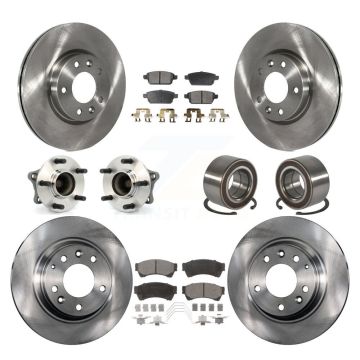 Front Rear Hub Bearings Disc Brake Rotors And Pads Kit (10Pc) For 2009-2013 Mazda 6 2.5L KBB-117451
