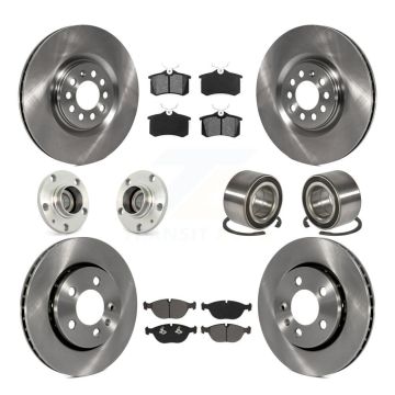 Front Rear Hub Bearing Disc Brake Rotor And Pads Kit (10Pc) For 2006 Audi TT Quattro 3.2L KBB-117459