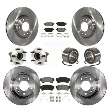 Front Rear Hub Bearings Disc Brake Rotors And Pads Kit (10Pc) For 2009-2013 Mazda 6 2.5L KBB-117460