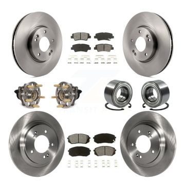 Front Rear Hub Bearing Disc Brake Rotor And Semi-Metallic Pads Kit (10Pc) For Kia Soul EV KBB-117462