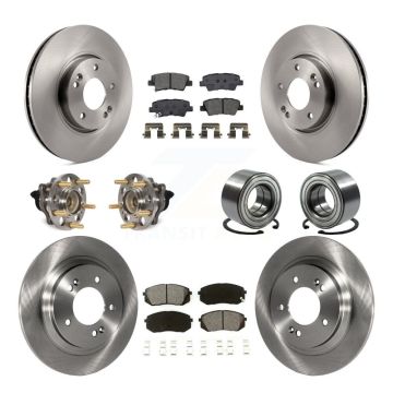 Front Rear Hub Bearing Disc Brake Rotor And Semi-Metallic Pads Kit (10Pc) For Kia Soul EV KBB-117463