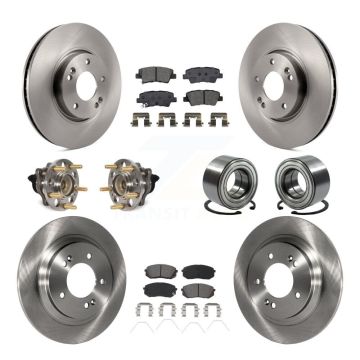 Front Rear Hub Bearings Disc Brake Rotors And Pads Kit (10Pc) For 2017-2019 Kia Soul EV KBB-117464