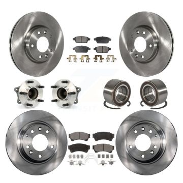 Front Rear Hub Bearings Disc Brake Rotors And Pads Kit (10Pc) For 2009-2013 Mazda 6 2.5L KBB-117468