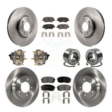 Front Rear Hub Bearings Disc Brake Rotors And Pads Kit (10Pc) For 2017-2019 Kia Soul EV KBB-117469