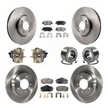 Front Rear Wheel Hub Bearing Disc Brake Rotor And Ceramic Pads Kit (10Pc) For Kia Soul EV KBB-117470