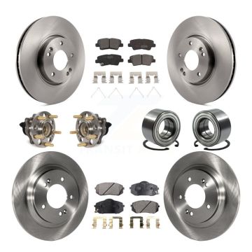 Front Rear Wheel Hub Bearing Disc Brake Rotor And Ceramic Pads Kit (10Pc) For Kia Soul EV KBB-117471