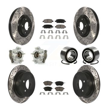 Front Rear Hub Bearing Coated Disc Brake Rotor & Pads Kit (10Pc) For Nissan Altima Maxima KBB-117479