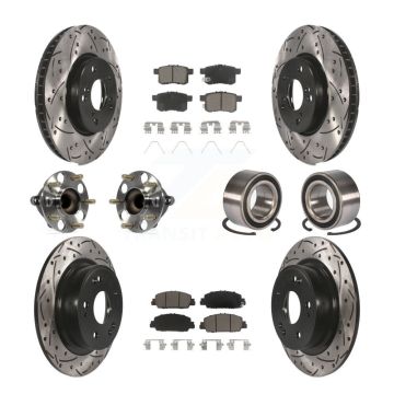 Front Rear Wheel Hub Bearing Coated Disc Brake Rotor And Pads Kit (10Pc) For Honda Accord KBB-117480