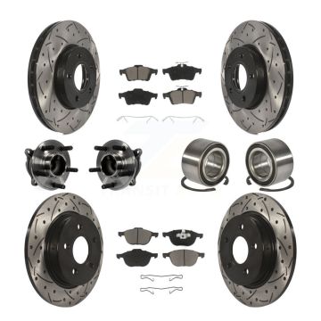 Front Rear Hub Bearing Coated Disc Brake Rotor And Ceramic Pads Kit (10Pc) For Ford Focus KBB-117486