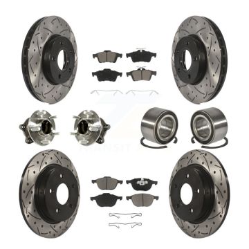 Front Rear Hub Bearing Coat Brake Rotor Pad Kit (10Pc) For Ford Focus With Parking Assist KBB-117487