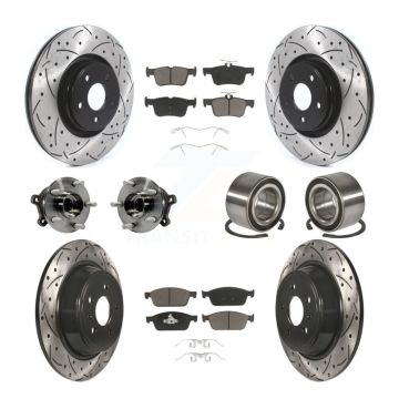 Front Rear Hub Bearing Coated Disc Brake Rotor And Ceramic Pad Kit (10Pc) For Lincoln MKC KBB-117489