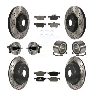 Front Rear Hub Bearing Coated Disc Brake Rotor Pad Kit (10Pc) For Ford Escape Lincoln MKC KBB-117493