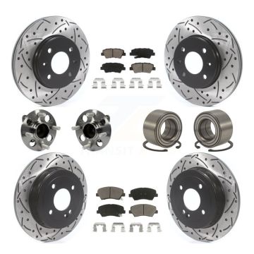 Front Rear Hub Bearing Coated Brake Rotor And Pad Kit (10Pc) For 2012-2017 Hyundai Accent KBB-117495