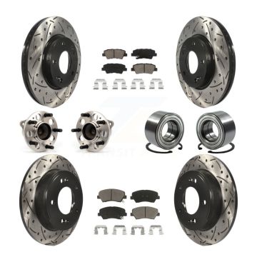 Front Rear Hub Bearing Coated Brake Rotor Pad Kit (10Pc) For Hyundai Elantra GT Kia Forte KBB-117496