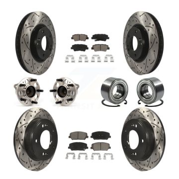 Front Rear Hub Bearing Coated Disc Brake Rotor & Pad Kit (10Pc) For Kia Forte Forte5 Koup KBB-117498