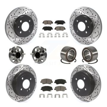 Front Rear Hub Bearings Coated Disc Brake Rotors And Ceramic Pads Kit (10Pc) For Kia Rio KBB-117500