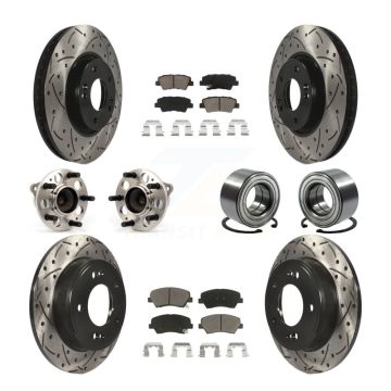 Front Rear Hub Bearing Coated Disc Brake Rotors And Pads Kit (10Pc) For 2014 Kia Forte SX KBB-117501