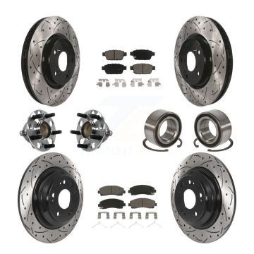 Front Rear Hub Bearings Coated Disc Brake Rotors And Ceramic Pads Kit (10Pc) For Acura TL KBB-117505