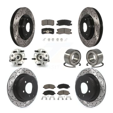 Front Rear Hub Bearing Coated Disc Brake Rotor & Pads Kit (10Pc) For Jeep Patriot Compass KBB-117506