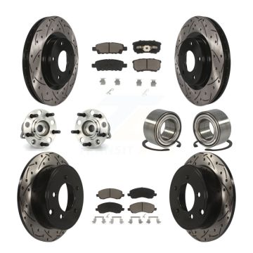 Front Rear Hub Bearing Coated Brake Rotor & Pad Kit (10Pc) For Jeep Patriot Compass Dodge KBB-117508
