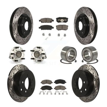 Front Rear Hub Bearing Coated Brake Rotor & Pad Kit (10Pc) For Jeep Patriot Compass Dodge KBB-117509