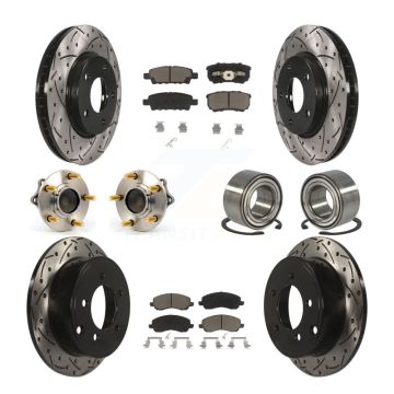 Front Rear Hub Bearing Coated Disc Brake Rotors And Pads Kit (10Pc) For Mitsubishi Lancer KBB-117511