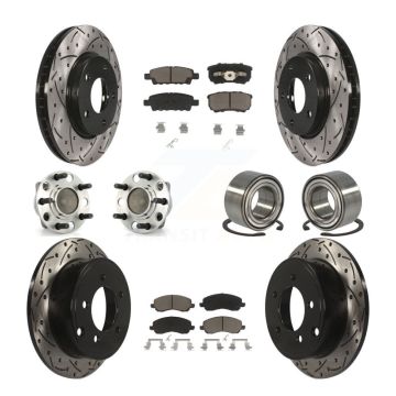 Front Rear Wheel Hub Bearing Coated Disc Brake Rotor And Pad Kit (10Pc) For Dodge Caliber KBB-117512